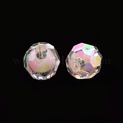 透明なアクリルビーズ  二層ビーズ  ABカラー  多面カット  ラウンド  ピンク  9.5x9.5mm  穴：2mm  約1041個/500g&nbsp;TACR-S152-04B-SS2112