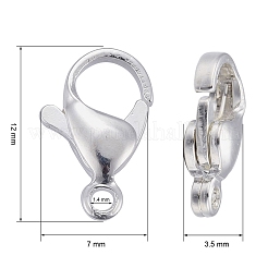 304ステンレススチール製ロブスタークロウ留め金  オウムトリガークラスプ  銀色のメッキ  12x7x3.5mm  穴：1.4mm&nbsp;STAS-E464-21E-S