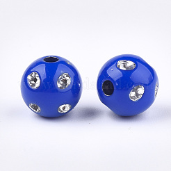メッキアクリルビーズ  ライン入り  ラウンド  ブルー  9~10x9mm  穴：2mm  約1000個/500g&nbsp;PACR-S186-10mm-A02