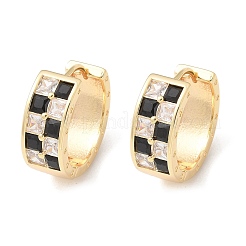 Brass Micro Pave Cubic Zirconia Hoop Earrings&nbsp;LS-EJEW-H152-01C-G