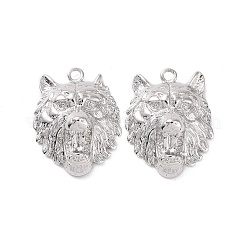 真鍮チャーム  ライオン  プラチナメッキ  18x14x6mm  穴：1.4mm&nbsp;KK-A168-07P