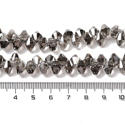パール光沢メッキ電気メッキビーズ連売り  多面カット  菱形  グレー  8.5x6mm  穴：0.9mm  約98~99個/連  12.99~14.57''（33~37センチメートル）&nbsp;EGLA-H104-07A-PL01