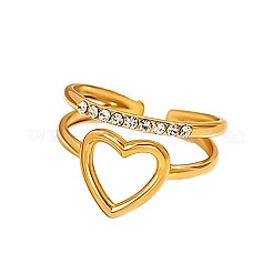 304 Stainless Steel Rhinestone Cuff Open Rings&nbsp;WG84659-02