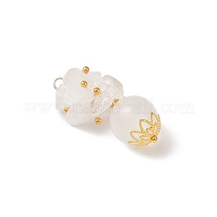 3Pcs 3 Styles Cherry Quartz Glass & Natural Amethyst & Rose Quartz & Selenite & Quartz Crystal Chip Round Pendants&nbsp;PALLOY-JF04288