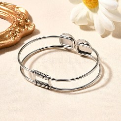 女性用ステンレススチールバングル201個  聖ベネディクトと十字架をあしらったフラットラウンド  ステンレス鋼色  1/2インチ（1.2cm）  内径：1-3/4インチ（4.6cm）x2-1/2インチ（6.3cm）&nbsp;BJEW-R014-02P