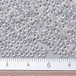 MIYUKIラウンドロカイユビーズ  日本製シードビーズ  11/0  （rr1)シルバーラインクリスタル  11/0  2x1.3mm  穴：0.8mm  約777個/7g&nbsp;LS-X-SEED-G007-RR0001