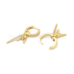 Clear Cubic Zirconia Leaf Dangle Hoop Earrings&nbsp;EJEW-P213-05G