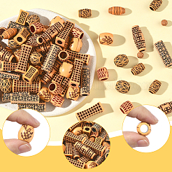 100Pcs 10 Styles Imitation Wood Acrylic Beads&nbsp;SACR-SC0001-52