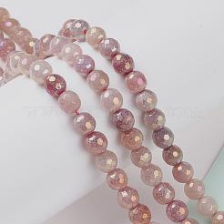 Round Natural Electroplated Strawberry Quartz Beads&nbsp;G-P447-B04-01