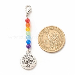 Chakra Theme Natural & Dyed Malaysia Jade Beaded Pendant Decorations&nbsp;HJEW-JM00641-03