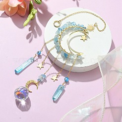 Moon & Star Brass Hanging Ornaments&nbsp;HJEW-TA00095-02
