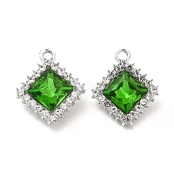 合金ガラスペンダント  クリスタル ラインストーン ロンバス チャーム  プラチナ  ミックスカラー  19.5x16.5x6mm  穴：2mm&nbsp;ALRI-C007-01P