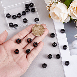 304ステンレススチールヨーロピアンビーズ25個  大穴ビーズ  ラウンド  ブラック  10x7mm  穴：6mm&nbsp;OPDL-PH0001-06A