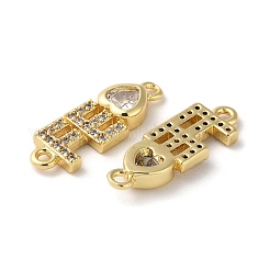 Rack Plating Brass Pave Clear Cubic Zirconia Connector Charms&nbsp;KK-K332-38G