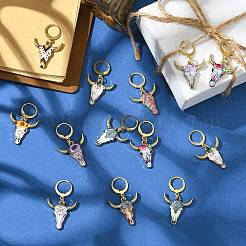 Cattle Alloy Enamel Pendant Locking Stitch Markers&nbsp;HJEW-CJ00032