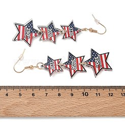USA 250th Anniversary Star Shape Acrylic & Iron Alloy Dangle Earrings&nbsp;AC-CBA5A8B-01G