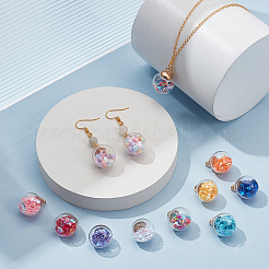 56色のガラスラウンドペンダント14個  プラスチック製の金具とフォームグリッター付き  ゴールドカラー  ミックスカラー  21x16mm  穴：2.5mm  4個/カラー&nbsp;GLAA-UN0001-17