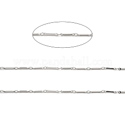 変色しにくい304ステンレススチールの直方体リンクチェーン  ハンダ付け  スプールで  ステンレス鋼色  12.5x1x1mm  リング：2mm  約10m /ロール&nbsp;CHS-G025-09P