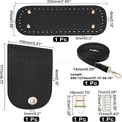 Diypuレザーバッグ作成キット  puレザーバッグボトムを含む  カバー＆ストラップ  合金の留め金  ブラック  171~1274x10~150x3~17mm  穴：5~12mm  5個/セット&nbsp;DIY-WH0308-112B