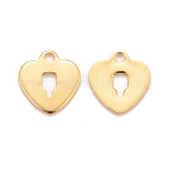 ステンレススチールチャーム201個  空白タグのスタンプ  ハートロック  24KGP本金メッキ  10x9.5x0.8mm  穴：1.4mm&nbsp;STAS-L232-016G
