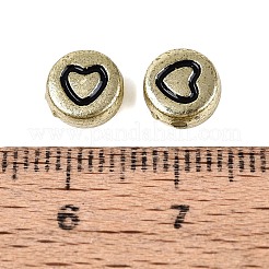 不透明なメッキアクリルビーズ  クラフトビーズ  フラットラウンド＆ハート  アンティークゴールドメッキ  7x3.5~4mm  穴：1.5mm  約3570個/500g&nbsp;AC-N167-05AG