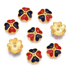 4-花びら合金エナメルビーズキャップ  花  カラフル  11mm  穴：1.5mm&nbsp;X1-ENAM-TAC0023-10