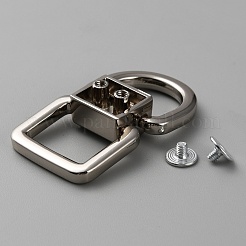 合金両面サスペンションバックルクラスプ  ネジ付き  バッグ交換用アクセサリー用  プラチナ  4.2x2.35x1cm  穴：2.5mm  内径: 1.6x1.15cm & 1.65x1.25cm&nbsp;FIND-WH0139-146P