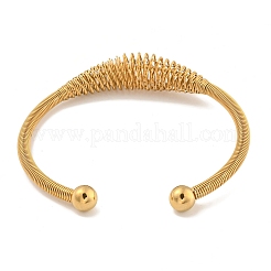 Ion Plating(IP) Hollowed 304 Stainless Steel Cuff Bangles&nbsp;BJEW-P331-09G