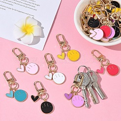 35Pcs 7 Colors Alloy Enamel Smiling Face & Heart Pendant Decorations&nbsp;HJEW-YW00286