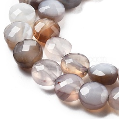 天然石ボツワナアゲートビーズ連売り  ファセットコインビーズ  フラットラウンド  6~7.5x4~5.5mm  穴：0.8~1mm  約56~70個/連  15.31~16.10インチ（38.9~40.9cm）&nbsp;G-C179-A18-02
