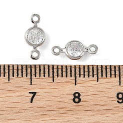 SHEGRACE Brass Pave Cubic Zirconia Flat Round Connector Charms&nbsp;XGRQ2O223-442A-P