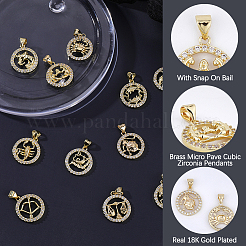 12Pcs 12 Styles Brass Micro Pave Cubic Zirconia Pendants&nbsp;KK-BM0001-01