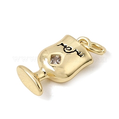 Brass Micro Pave Clear Cubic Zirconia Pendants&nbsp;KK-CBA960E-03C-G