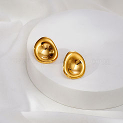 不規則な楕円形の304ステンレススチール製スタッドピアス（女性用）  18KGP本金メッキ  24x20mm&nbsp;AM9832