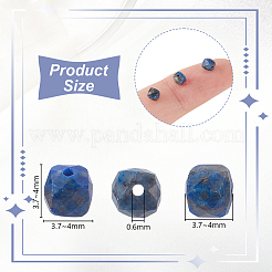 天然ラピスラズリビーズ1連  多面カット  キューブ  4x4x3.7~4mm  穴：0.6mm  約90~93個/連  15.47~15.51インチ（39.3~39.4cm）&nbsp;G-OC0005-49