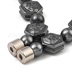 Hexagon with Skull Synthetic Non-Magnetic Hematite Beaded Necklaces for Women Men&nbsp;NJEW-E097-07