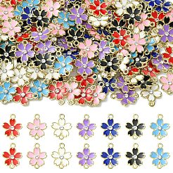 20Pcs Alloy Enamel 5-Petal Flower Connector Charms&nbsp;FIND-YW0009-33A