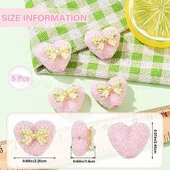 5Pcs Resin and Alloy Heart Beads&nbsp;RESI-SZ0002-17A