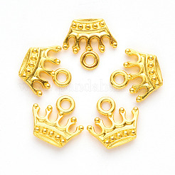 亜鉛合金のチャーム  鉛フリー＆カドミウムフリー  クラウン形状  ゴールドカラー  13x14x3mm  穴：2mm&nbsp;PALLOY-YW0001-13G-RS