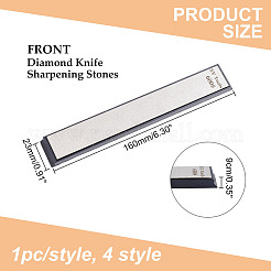 Ahademaker 4 個 4 スタイル カーボランダム ナイフ研ぎ石  PVCベース付き  ブラック  16x2.3x0.9cm  1個/スタイル&nbsp;TOOL-GA0001-73