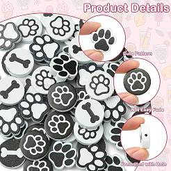 60Pcs 6 Styles Dog Bone Print Wooden European Beads&nbsp;WOOD-CJ0002-39