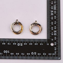 201 ステンレススチールインターロッキングリングペンダント  クリスタルラインストーン付き  ゴールデン·ステンレス鋼色  27mm  6個/箱&nbsp;STAS-SZ0002-61B