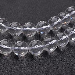 天然石ビーズ連売り  水晶振動子  ファセット（128ファセット）  ラウンド  合成結晶  10mm  穴：1mm  約39個/連  15.5インチ&nbsp;GSFR10mm187-128