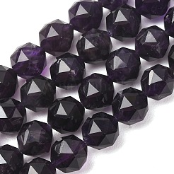 天然石アメジストビーズ連売り  スターカットラウンドビーズ  10mm  穴：1mm  約37個/連  14.57''（37センチメートル）&nbsp;GG-CBA59DD-B01-10mm