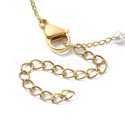 Glass Pearl Round Beaded Chain Necklace&nbsp;NJEW-JN04336