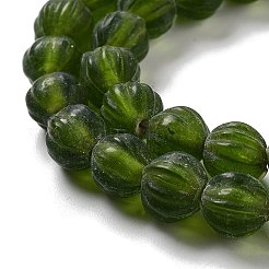 手作りのネパールランプワークビーズ  カボチャ  オリーブドラブ  10.5x9.5mm  穴：1.5mm  約64個/連  25.79''（65.5センチメートル）&nbsp;LAMP-Z008-05F