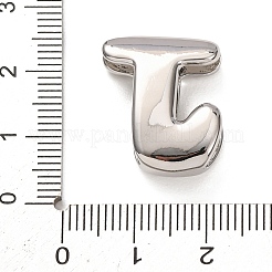 真鍮ビーズ  長持ちメッキ  ラックめっき  鉛フリー＆カドミウムフリー  プラチナ  文字J  21x16x7mm  穴：18x4mm&nbsp;KK-B167-27P-02J