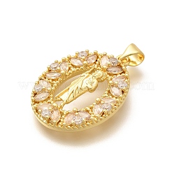 Religion Themed Rack Plating Brass Micro Pave Cubic Zirconia Pendants&nbsp;KK-L226-007G-20