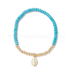 2Pcs Synthetic Turquoise Beads Stretch Bracelets&nbsp;BJEW-JB13415-03