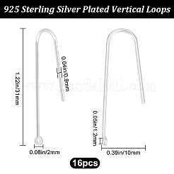 真鍮フック16個  垂直ループ付き  18KGP本金メッキ  31x10x2mm  穴：1.2mm  ピン：0.9mm&nbsp;KK-BBC0027-31